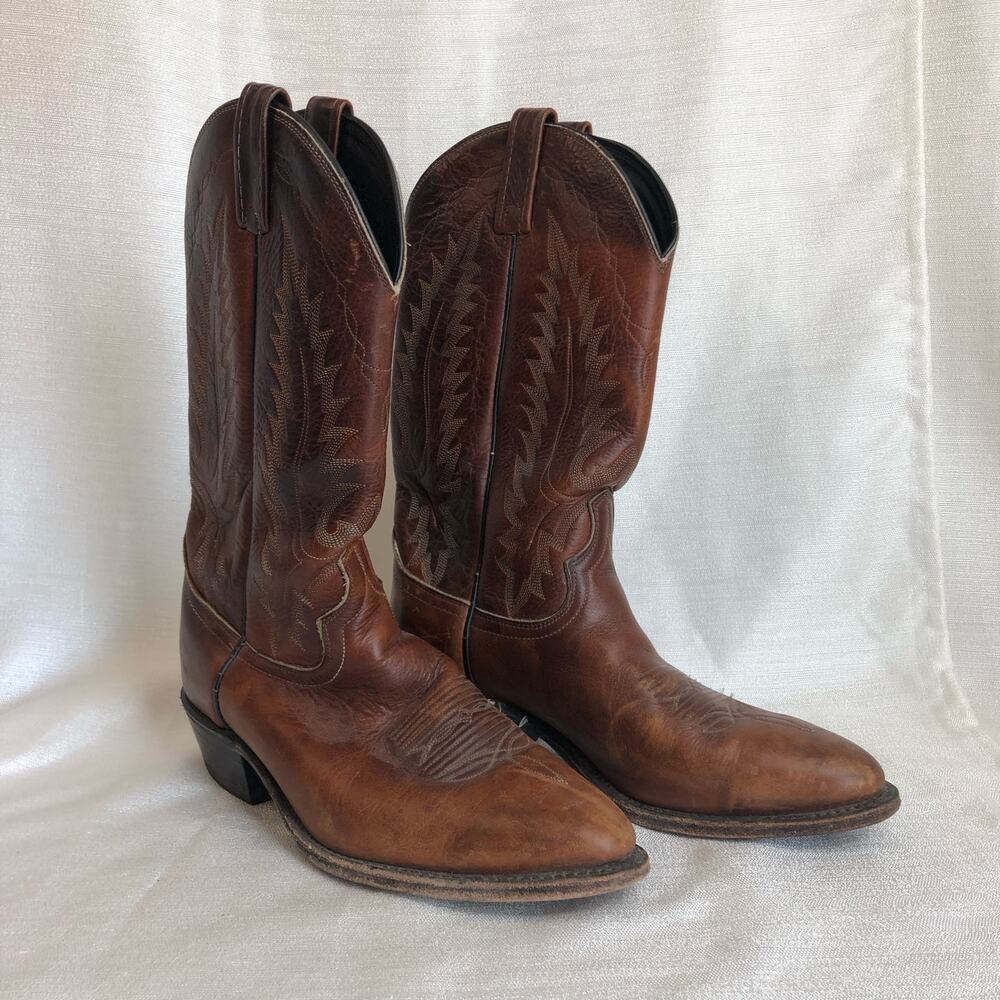 Dan Post Embroidered Brown Cowboy Western Boots Mens 9.5